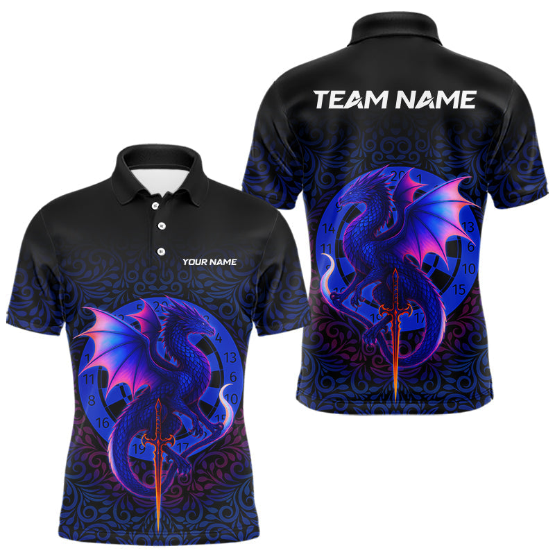 Blisscorners Colorful Gradient Dragon Dartboard Blue Men's Darts Shirt - Custom Name & Team Jersey LM3006