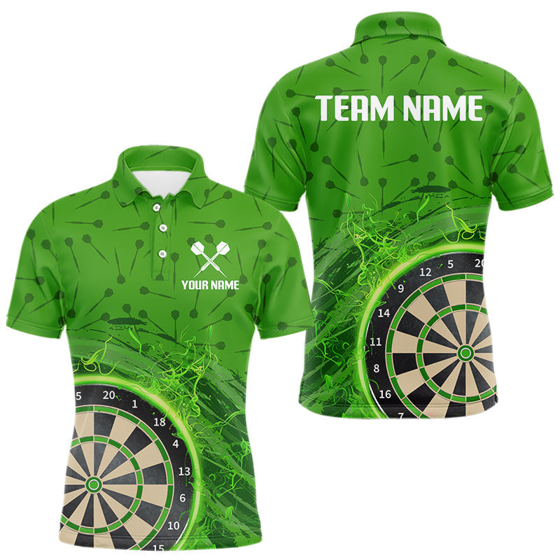 Blisscorners Green Dartboard Lightning Circle Men's Darts Shirt - Custom Name & Team Jersey LM3006
