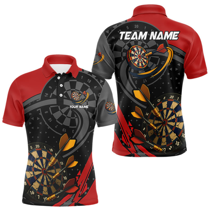 Blisscorners Cracked Dartboard & Dart Arrows Red Darts Shirt For Men - Custom Name & Team LM3006