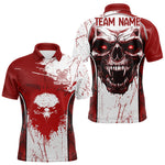 Blisscorners Personalized Eagle And Skull Grunge Red Dart Polo Shirts For Men, Dart Team Jerseys LM2007