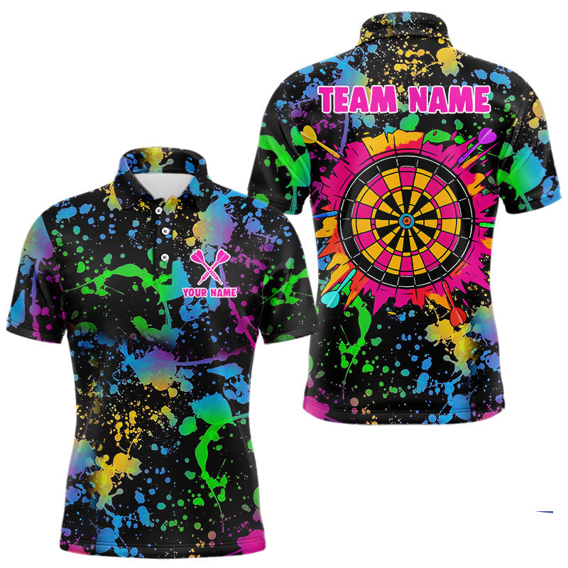 Blisscorners Custom Colorful Dartboard Funny Dart Polo Shirts For Men, Dart Team Jerseys LM2007