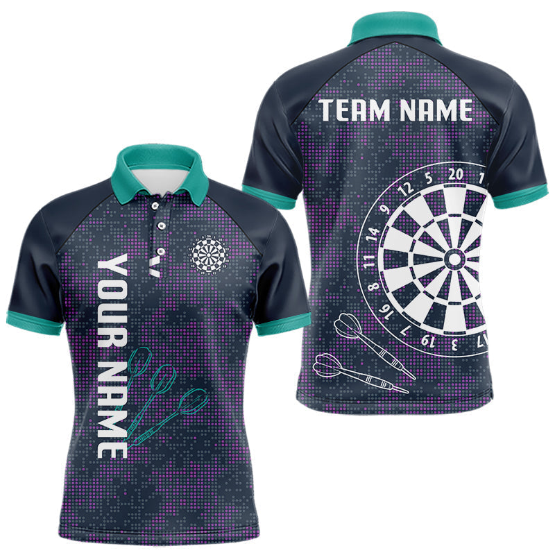 Blisscorners Purple Darts Shirt For Men With Dartboard And Arrows - Custom Team & Player Name LM1625