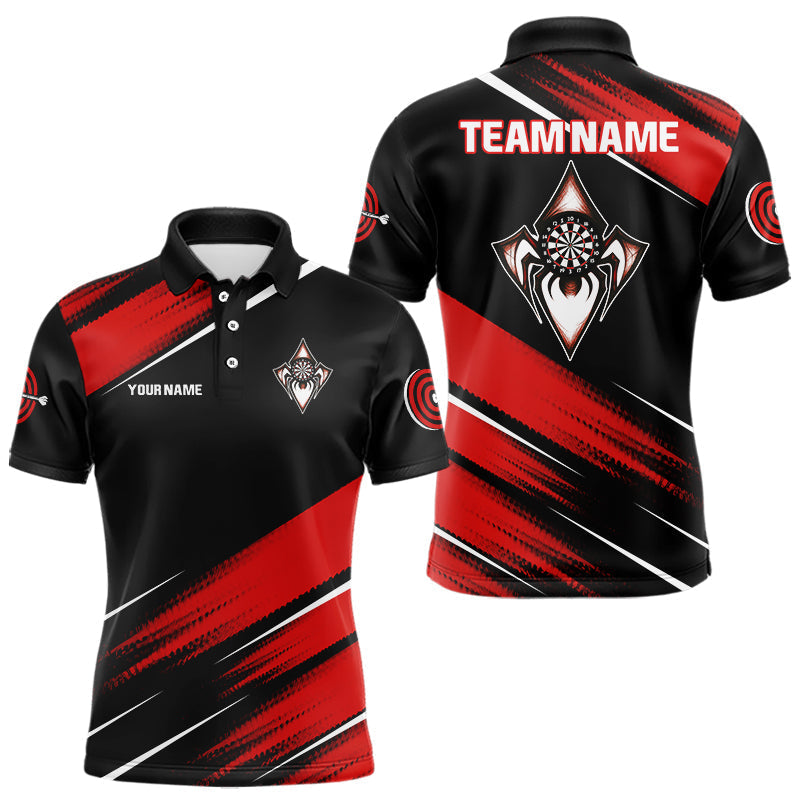 Blisscorners Black And Red Darts Spider Shirt - Custom Team & Player Name - Men’s Darts Shirt