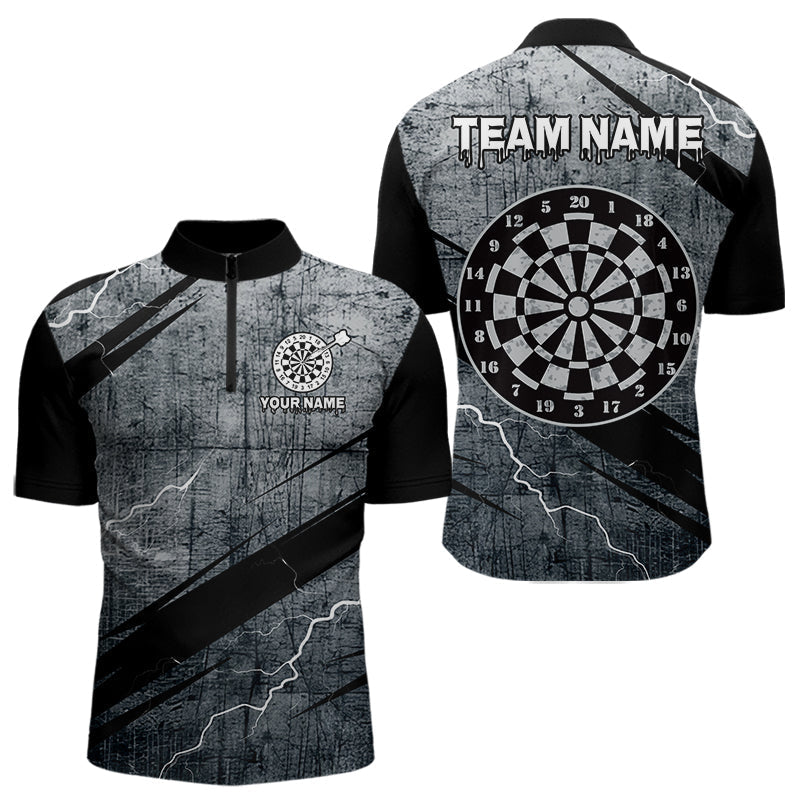 Blisscorners Grey Grunge Dartboard Darts Team Shirt - Custom Name - Men’s Darts Jersey LM1625