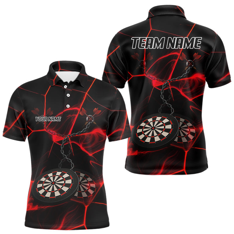 Blisscorners Flame Dartboard & Chains Darts Shirt For Men - Custom Name & Team Jersey | Opt1 - Red LM3006