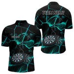 Blisscorners Flame Dartboard & Chains Darts Shirt For Men - Custom Name & Team Jersey | Opt2 - Turquoise LM3006
