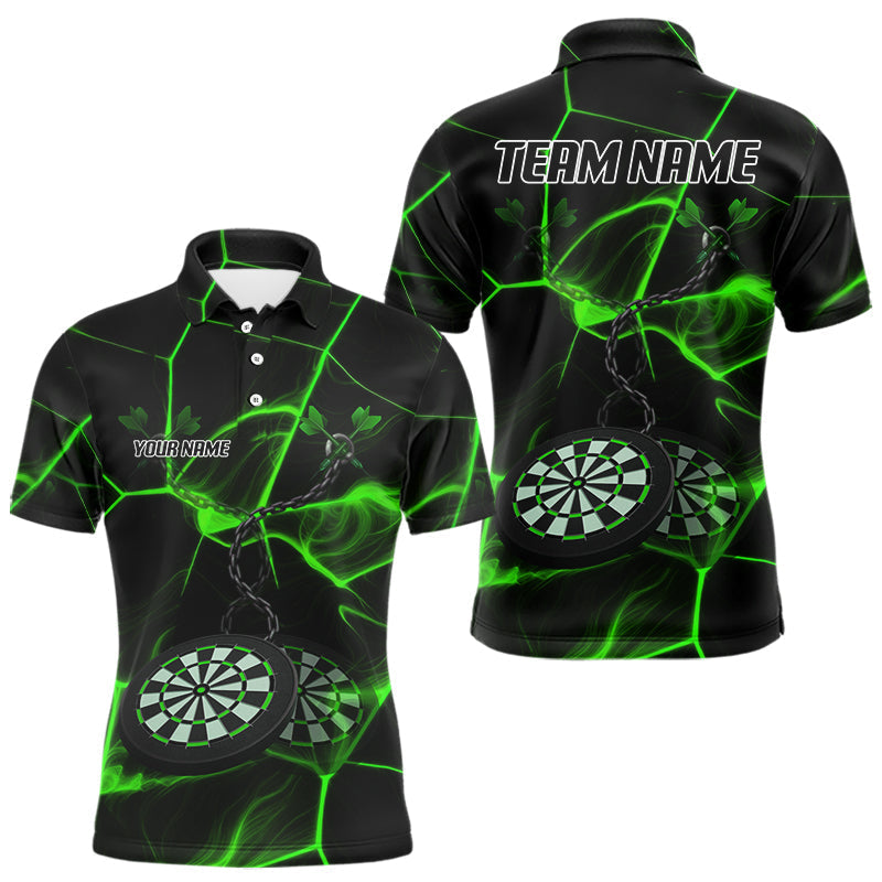 Blisscorners Flame Dartboard & Chains Darts Shirt For Men - Custom Name & Team Jersey | Opt3 - Green LM3006