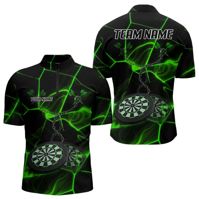 Blisscorners Flame Dartboard & Chains Darts Shirt For Men - Custom Name & Team Jersey | Opt3 - Green LM3006