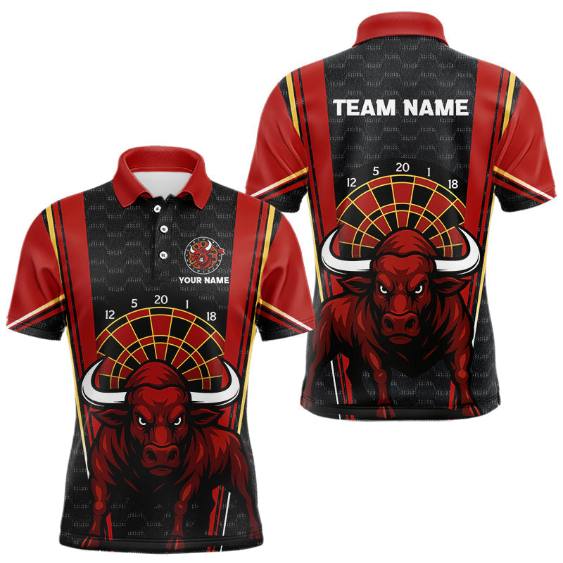 Blisscorners Red Powerful Bull Darts Dartboard Shirt For Men - Custom Team & Player Name