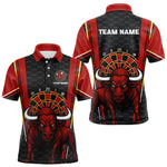 Blisscorners Red Powerful Bull Darts Dartboard Shirt For Men - Custom Team & Player Name