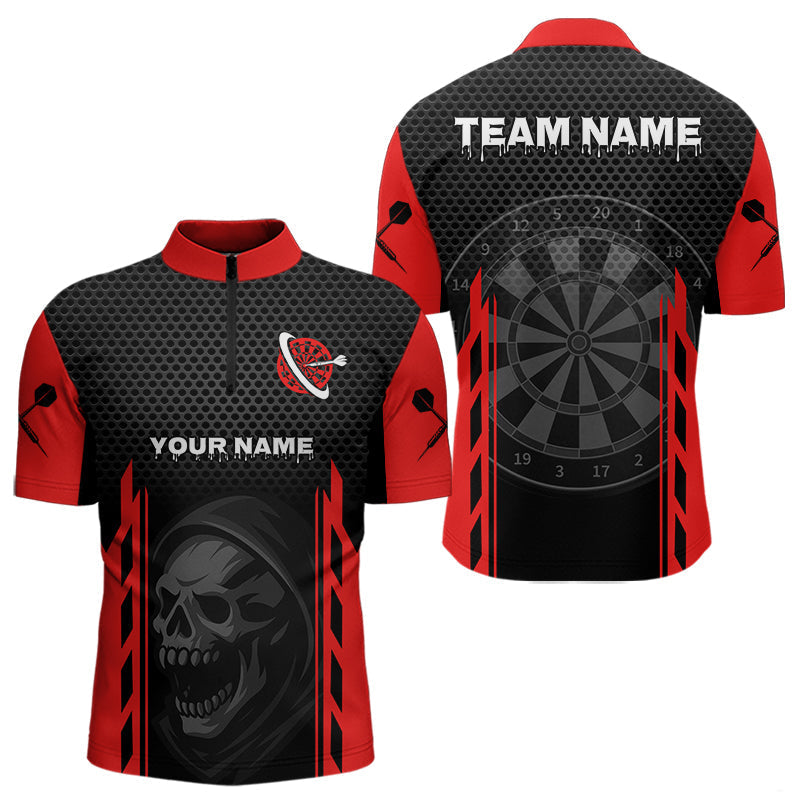 Blisscorners Black & Red Grim Reaper Dartboard Darts Shirt For Men - Custom Team NamE LM1625