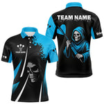 Blisscorners Blue Grim Reaper Holding Dart Arrow Darts Shirt For Men - Custom Team Name