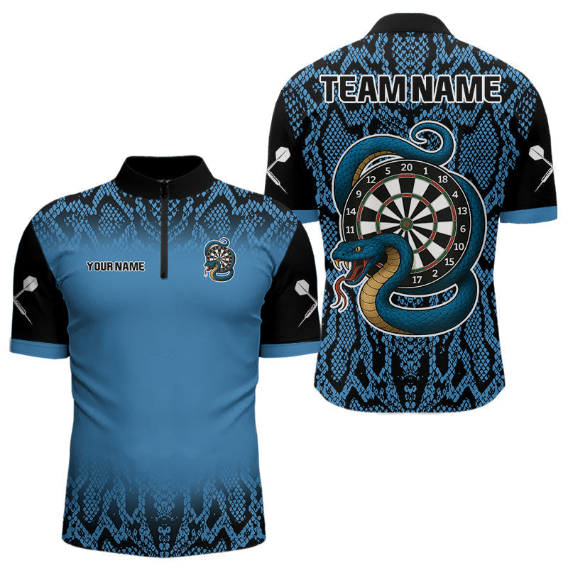 Blisscorners Navy Snake & Reptile Skin With Striking Dartboard Darts Shirt For Men - Custom Name LM1625