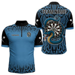 Blisscorners Navy Snake & Reptile Skin With Striking Dartboard Darts Shirt For Men - Custom Name LM1625