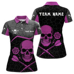 Blisscorners Purple Roses Skull & Black Cracked Pattern Darts Shirt For Men - Custom Team Name LM1625