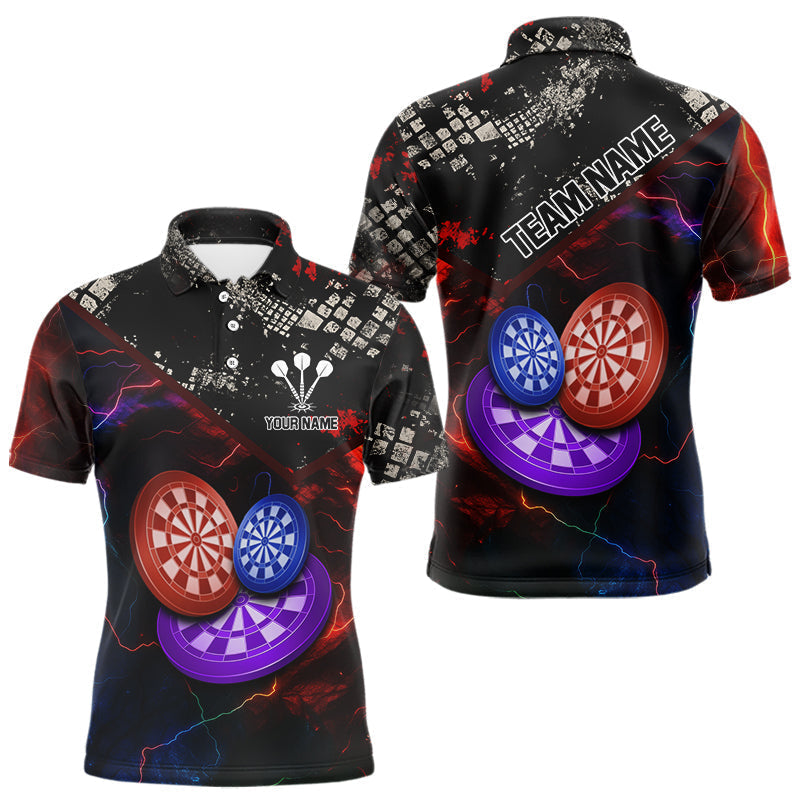 Blisscorners Colorful Thunder Dartboards Grunge Men's Darts Shirt - Custom Name & Team Jersey | Opt1 LM3006