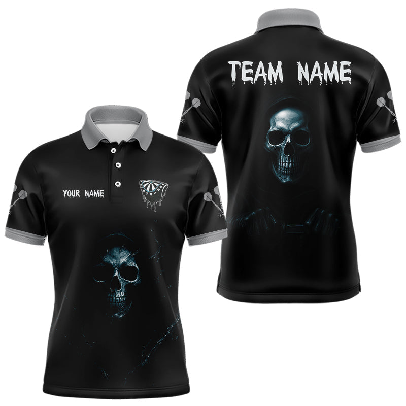 Blisscorners Haunting Black Skulls Reaper Darts Team Shirt For Men - Custom Team & Player Name LM1625