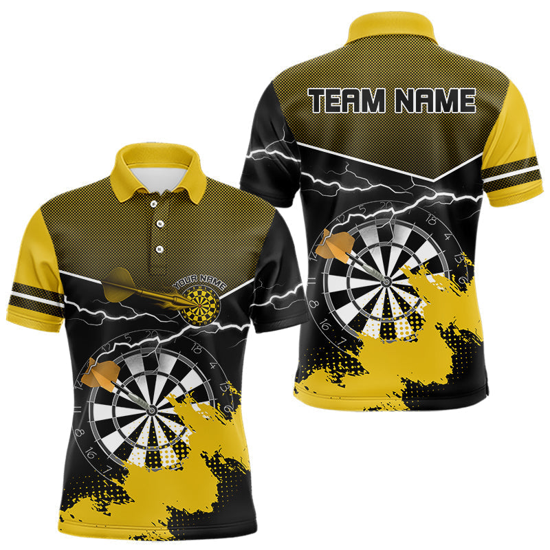 Blisscorners Yellow And Black Dartboard Lightning Darts Shirt For Men - Custom Team Name