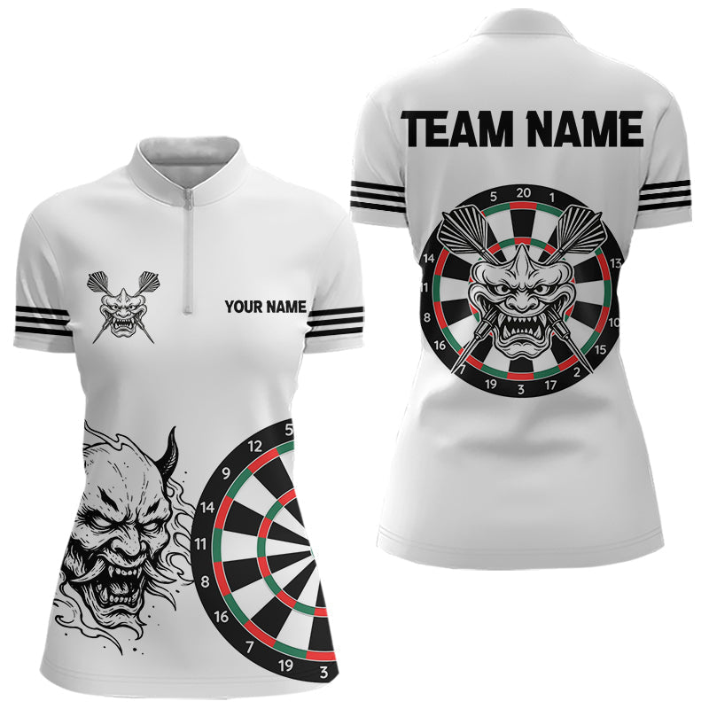 Blisscorners White Demon Head & Darts Arrow Darts Team Shirt For Men - Customizable Name