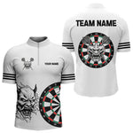 Blisscorners White Demon Head & Darts Arrow Darts Team Shirt For Men - Customizable Name