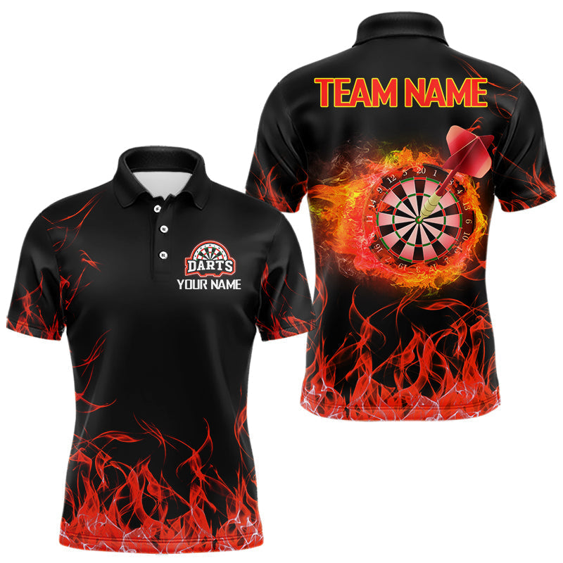 Blisscorners Darts  Red Fire Flame Dartboard Custom Dart Shirt For Men, Dart Team Jerseys