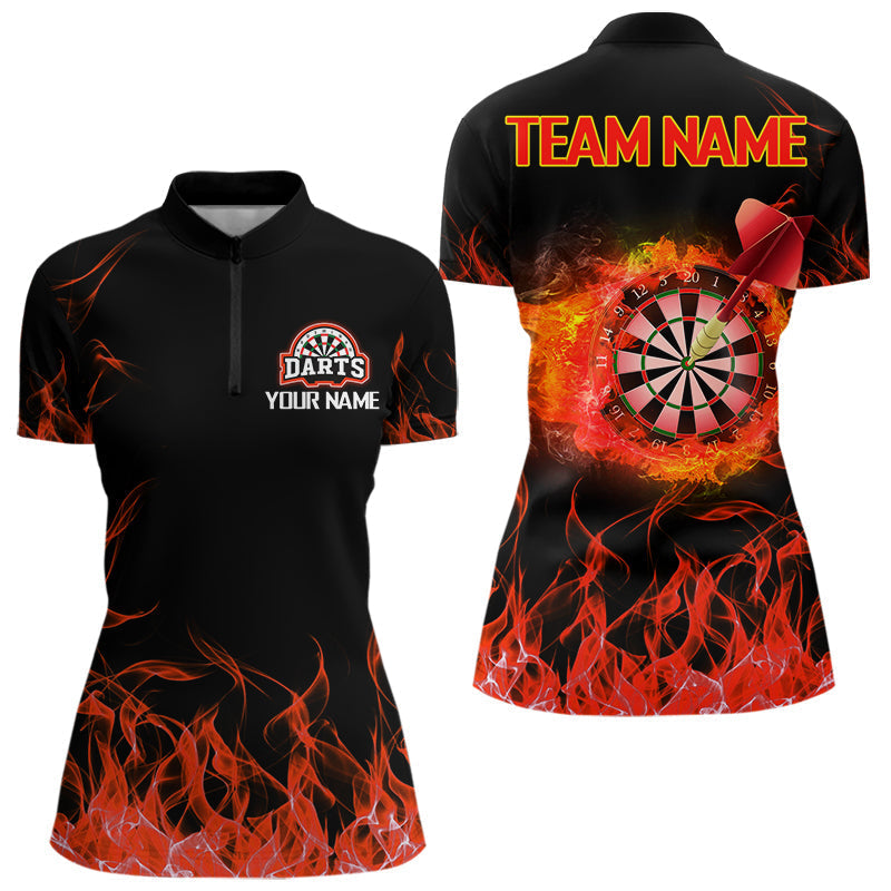 Blisscorners Darts  Red Fire Flame Dartboard Custom Dart Shirt For Men, Dart Team Jerseys