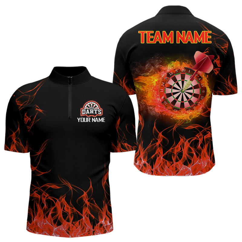 Blisscorners Darts  Red Fire Flame Dartboard Custom Dart Shirt For Men, Dart Team Jerseys
