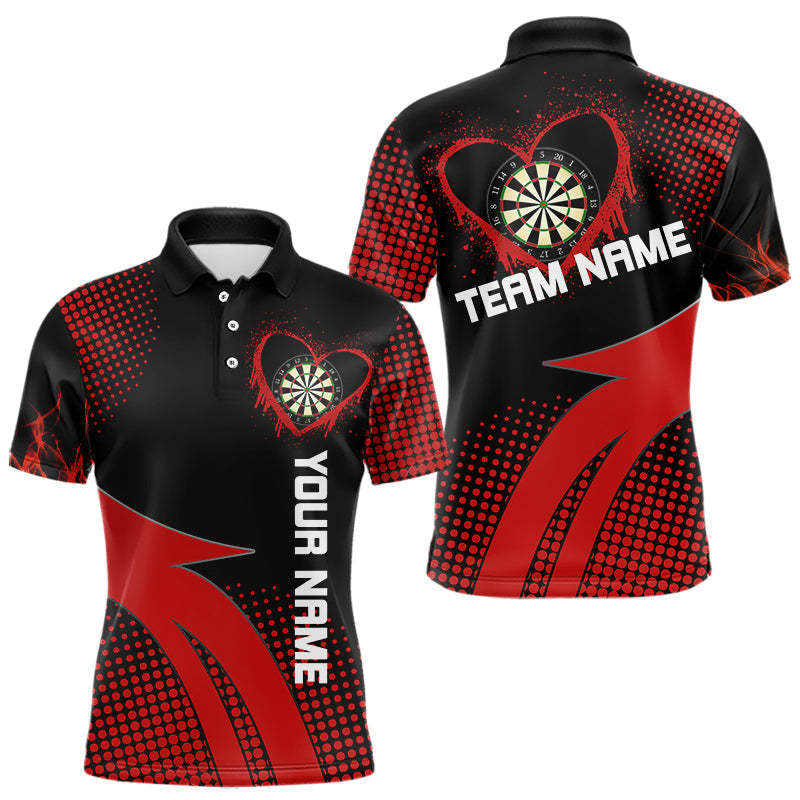 Blisscorners Darts Red Dripping Heart Halftone Pattern Custom Dart Shirt For Men, Dart Team Jerseys