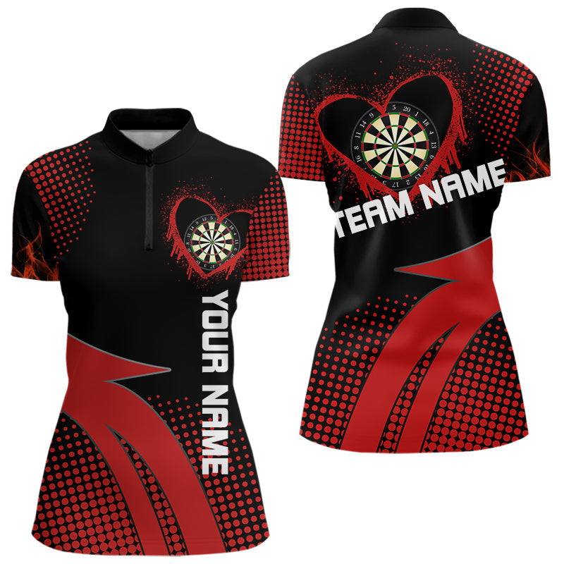 Blisscorners Darts Red Dripping Heart Halftone Pattern Custom Dart Shirt For Men, Dart Team Jerseys