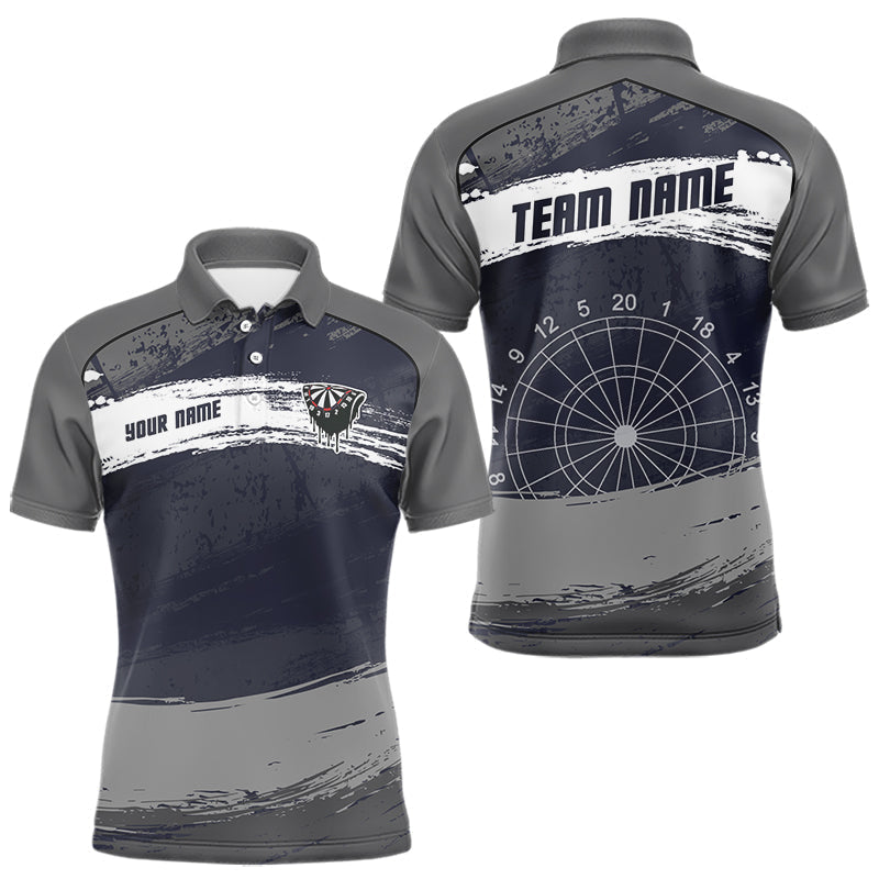 Blisscorners Grey Modern Grunge Dartboard Men's Darts Shirt - Custom Name For Dart Players MT1006