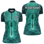 Blisscorners Turquoise Thunder Cracked Dartboard Men's Darts Shirt - Custom Name For Players MT1006