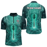 Blisscorners Turquoise Thunder Cracked Dartboard Men's Darts Shirt - Custom Name For Players MT1006