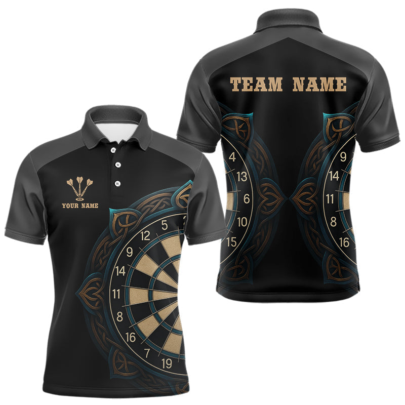 Blisscorners Vintage Blue Gold Celtic Dartboard Men's Darts Shirt - Custom Name For Players MT1006