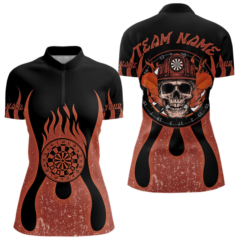 Blisscorners Skull Firefighter Orange-Black Custom Flame Dart Shirt For Men, Dart Team Jerseys
