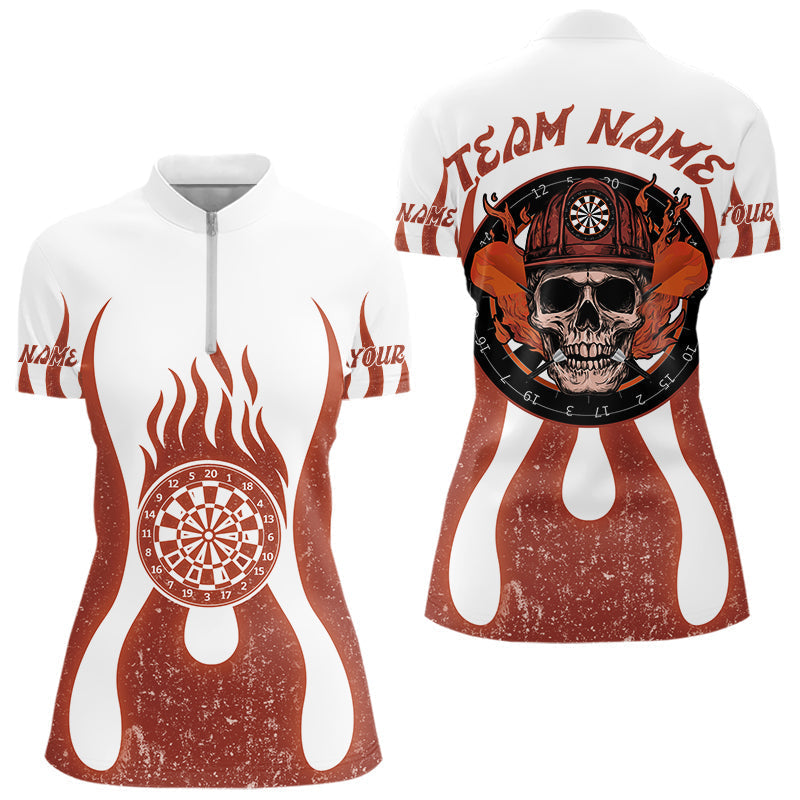 Blisscorners Skull Firefighter Orange-White Custom Flame Dart Shirt For Men, Dart Team Jerseys