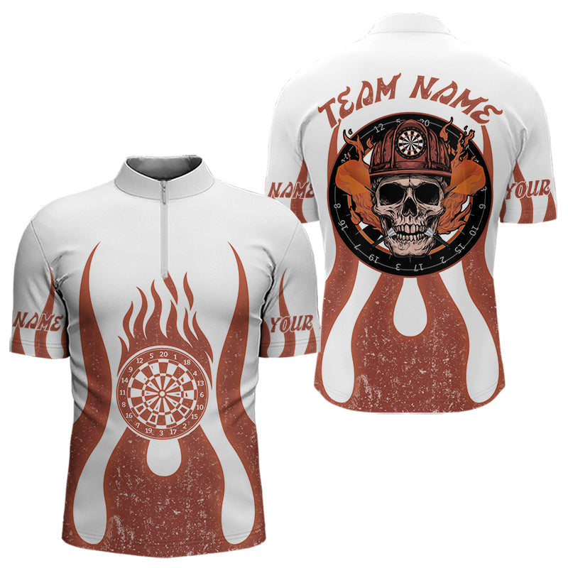 Blisscorners Skull Firefighter Orange-White Custom Flame Dart Shirt For Men, Dart Team Jerseys