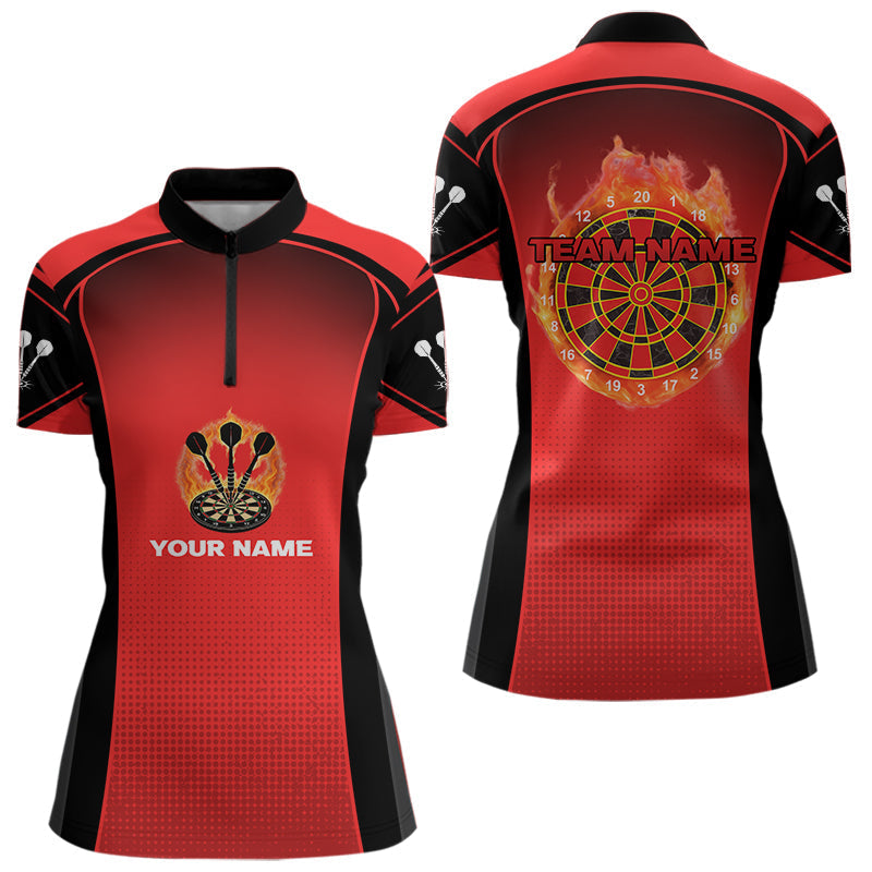 Blisscorners Red Flaming & Smoke Dartboard Men's Darts Shirt - Custom Name For Darts Jersey
