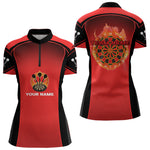 Blisscorners Red Flaming & Smoke Dartboard Men's Darts Shirt - Custom Name For Darts Jersey