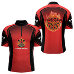 Blisscorners Red Flaming & Smoke Dartboard Men's Darts Shirt - Custom Name For Darts Jersey