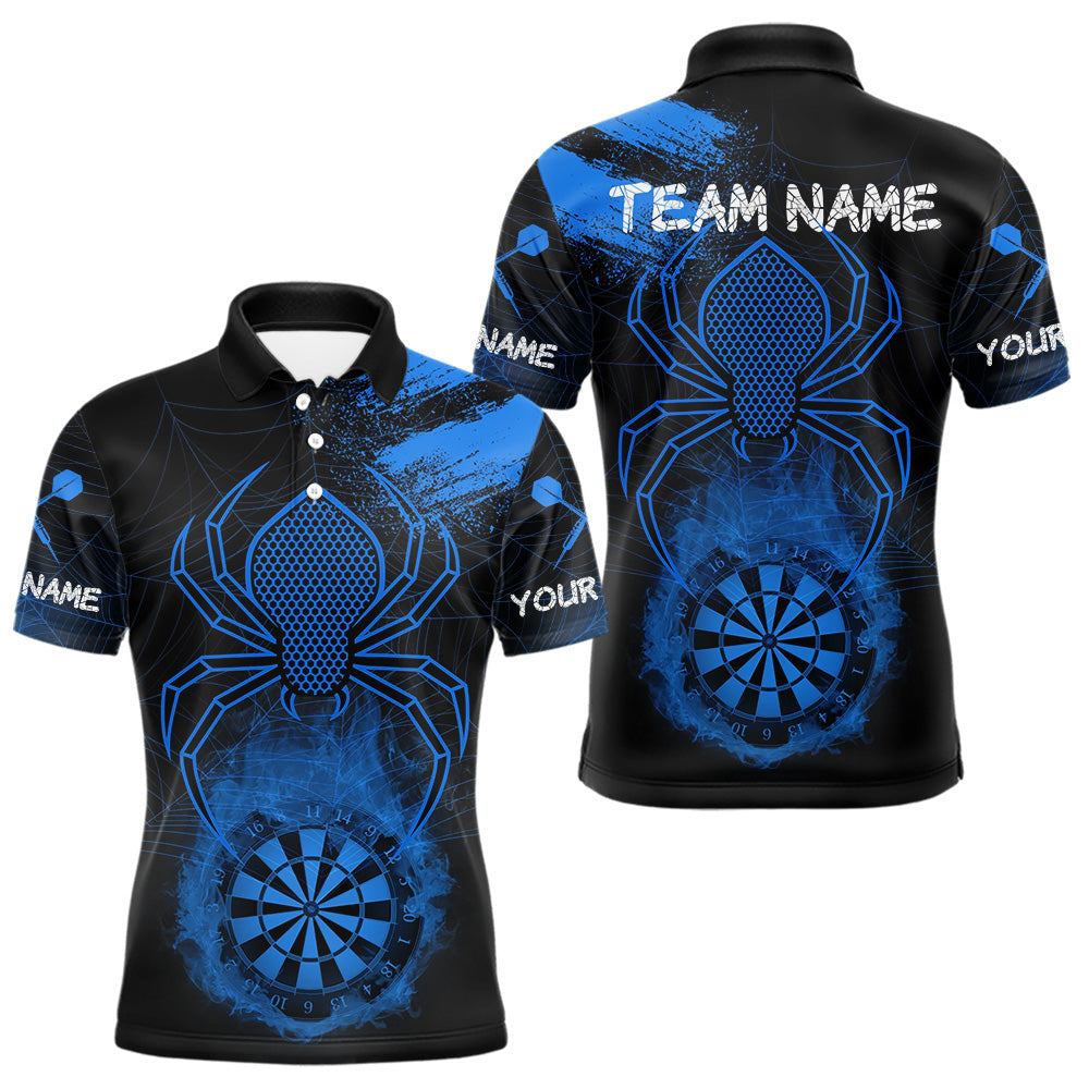 Blisscorners Blue Spider Men's Grunge Darts Shirt Smoke Dartboard - Custom Name For Darts Jersey LM1506