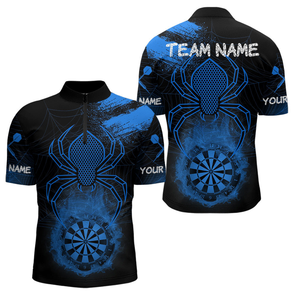 Blisscorners Blue Spider Men's Grunge Darts Shirt Smoke Dartboard - Custom Name For Darts Jersey LM1506