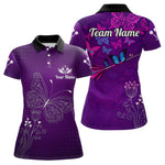 Blisscorners Purple Butterflies Dart Arrow Women's Darts Shirt - Custom Name For Darts Jersey MT1706
