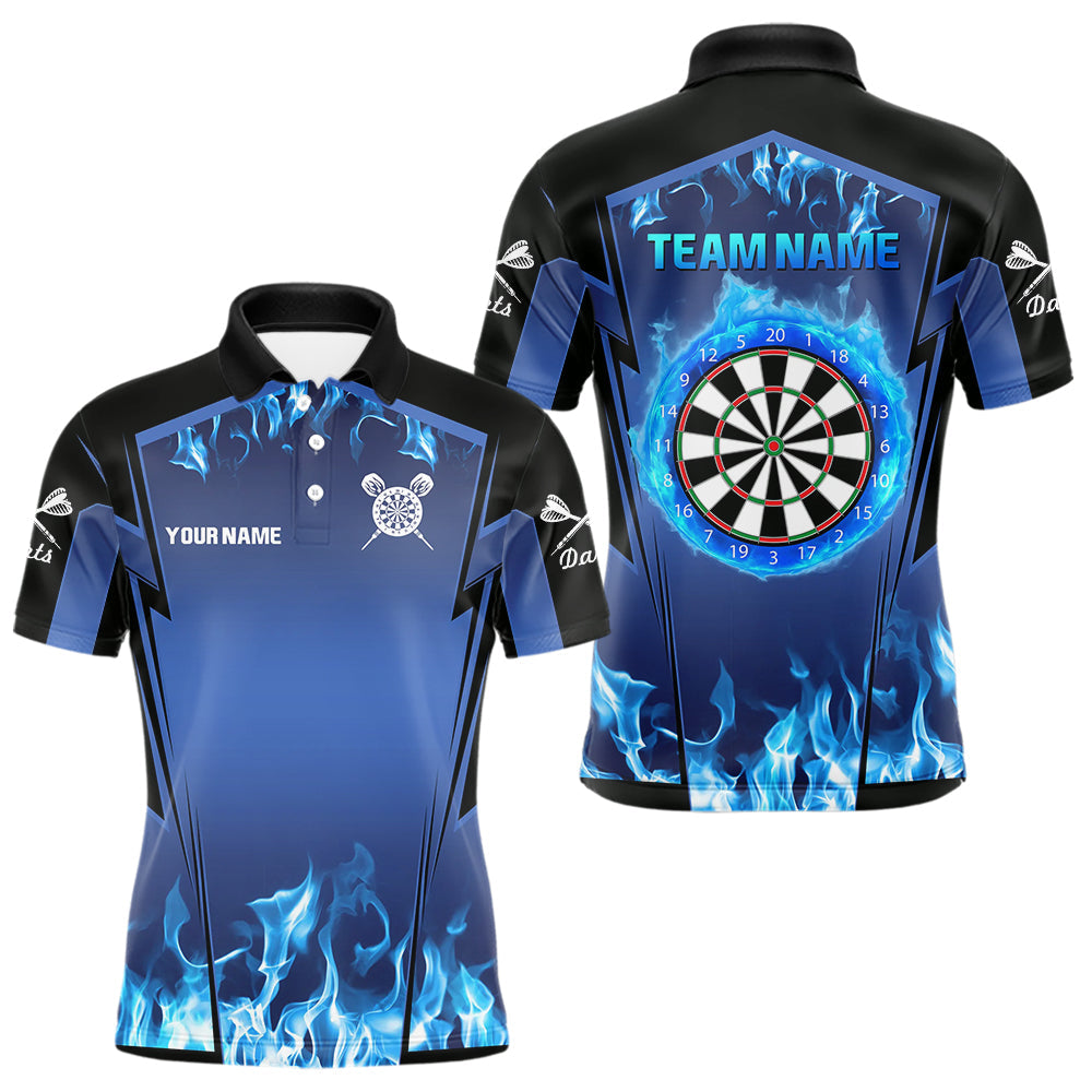 Blisscorners Blue Flaming Dartboard Men's Flaming Darts Shirt - Custom Name For Darts Jersey MT1706