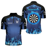 Blisscorners Blue Flaming Dartboard Men's Flaming Darts Shirt - Custom Name For Darts Jersey MT1706