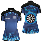 Blisscorners Blue Flaming Dartboard Men's Flaming Darts Shirt - Custom Name For Darts Jersey MT1706