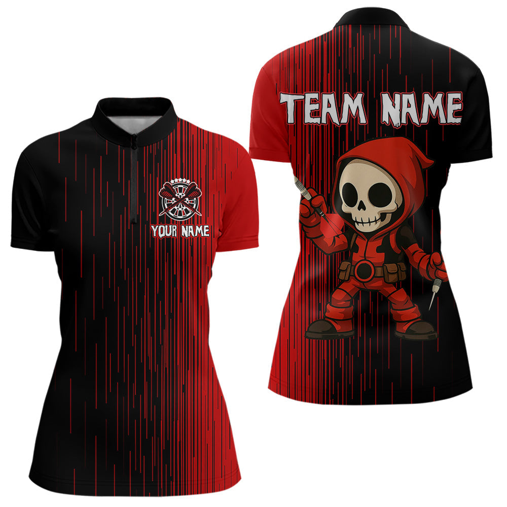 Blisscorners Darts Reaper Kid Red Black Skull Darts Shirt For Men - Custom Name For Players MT2306