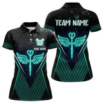 Blisscorners Neon Turquoise Wings Dart Arrow Men's Darts Shirt - Custom Name For Players MT2306