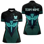 Blisscorners Neon Turquoise Wings Dart Arrow Men's Darts Shirt - Custom Name For Players MT2306