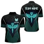 Blisscorners Neon Turquoise Wings Dart Arrow Men's Darts Shirt - Custom Name For Players MT2306