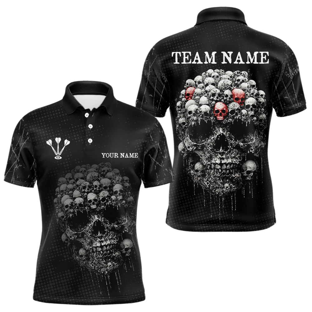 Blisscorners Personalized Skull Black Custom Darts Shirt Polo & 1/4 Zip For Men, Dart Team Shirts LM233